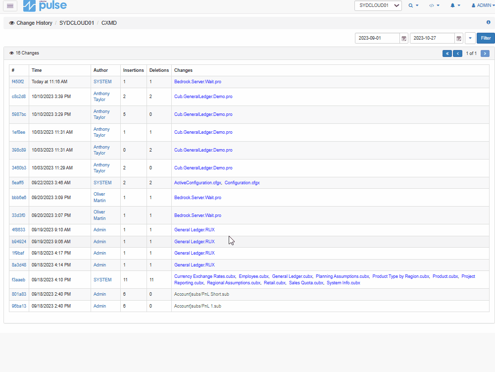 Pulse migration and rollback interface