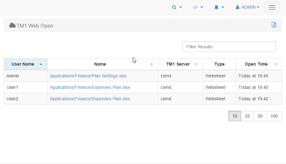 TM1 Web Logging